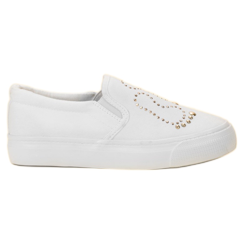 J. Star Slipons mit Strasssteinen weiß