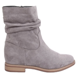 Graue Stiefel mit verstecktem Keilabsatz NC838 Grau