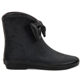 Kylie Gummistiefel aus Wildleder mit Schleife schwarz