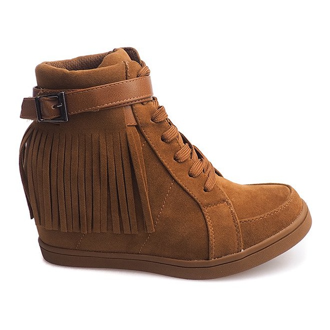 Wildleder Sneakers Boho Fringe 2030 Camel braun