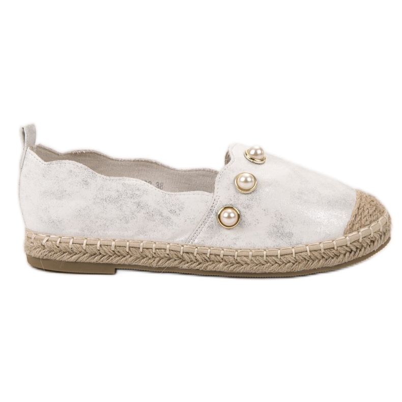 SHELOVET Espadrilles mit Perlen grau