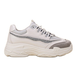SHELOVET Sneakers mit Glitzer weiß grau