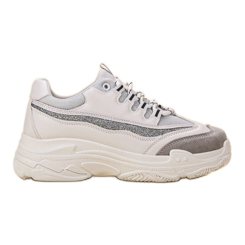 SHELOVET Sneakers mit Glitzer weiß grau