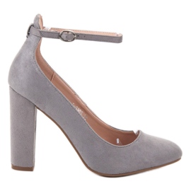 Ideal Shoes Pumps mit Schnalle befestigt grau