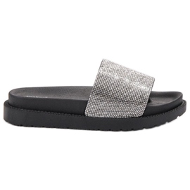 SHELOVET Hausschuhe mit Kristallen schwarz