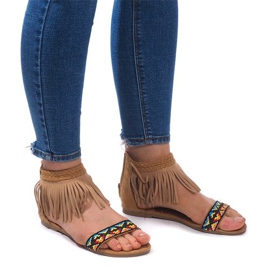 Boho 3-2 Camel Wildleder Sandalen beige