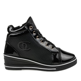 Schwarze stylische Sneaker auf dem R15-2 Wedge