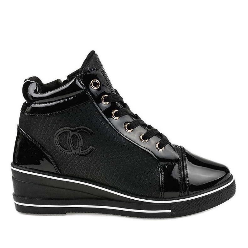 Schwarze stylische Sneaker auf dem R15-2 Wedge