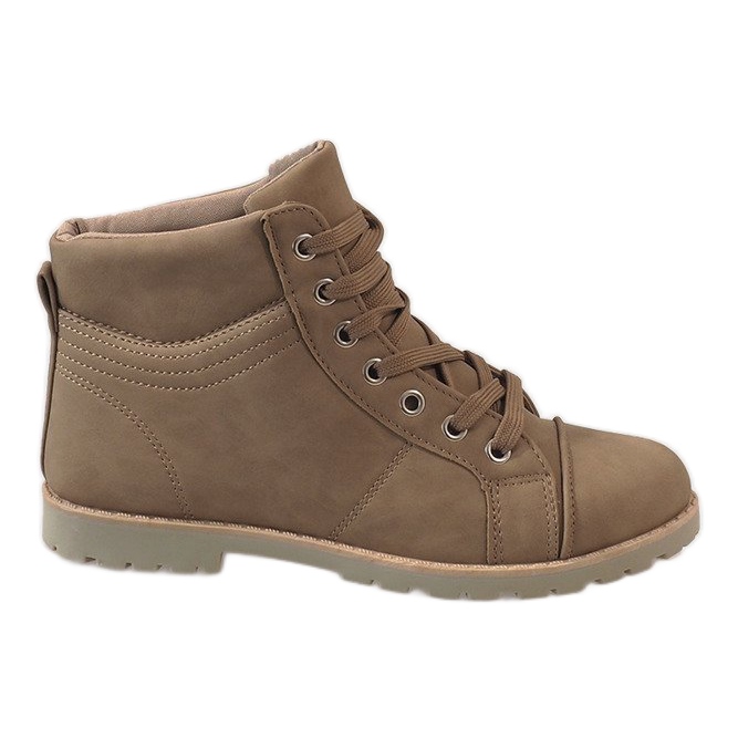 Khakifarbene Schnürstiefel BK-77 beige