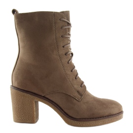 Braune 3638 Khaki High Heels zum Schnüren