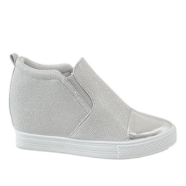 Silberne Sneakers auf dem Keil DD410-2 grau