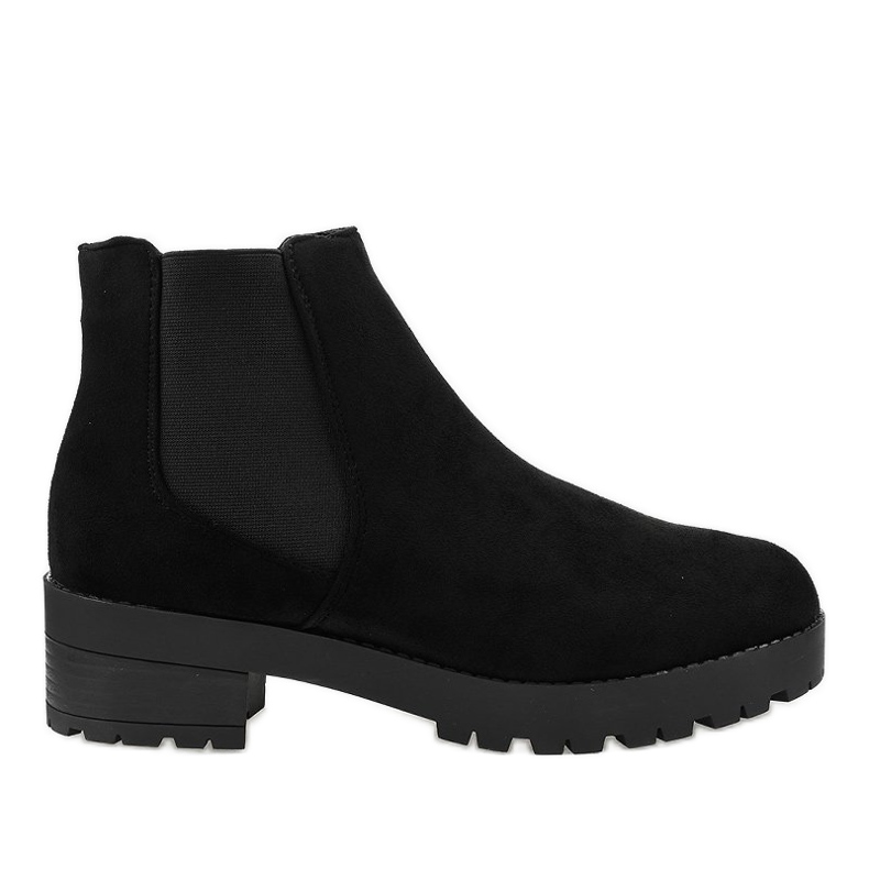 Flache Stiefeletten aus Wildleder in Schwarz mit Gummizug 2017-2