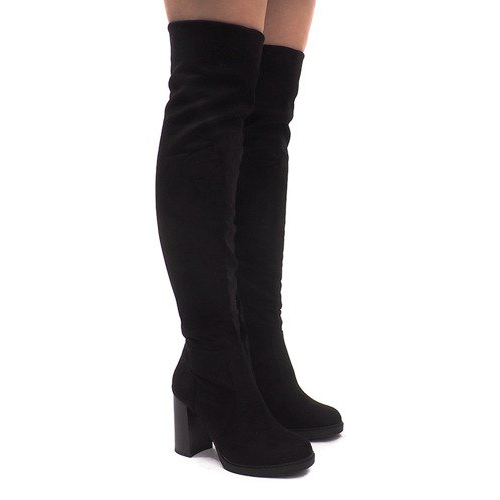 Wildlederstiefel auf einem Pfosten SU-2730 Schwarz