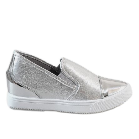 BM Silberne Sneakers mit Keilabsatz DD436-2 grau