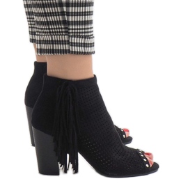 Schwarze, durchbrochene Boho-Stiefel AF-9