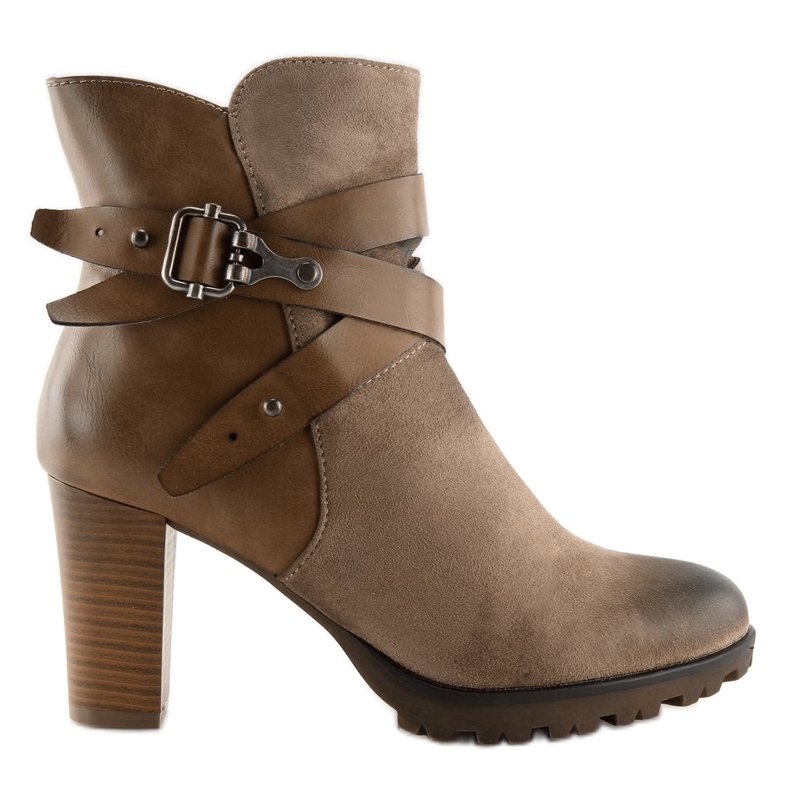 Braune Stiefel mit hohen Absätzen 8287 Khaki