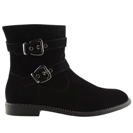 Schwarze flache Stiefel MB188-266 Schwarz