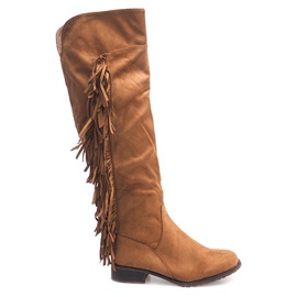 Warme Wildlederstiefel Boho B13H Camel braun
