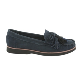 Filippo Loafer aus Leder mit Fransen marineblau