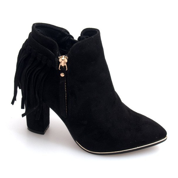 Wildleder High Heel Stiefel A989 Schwarz