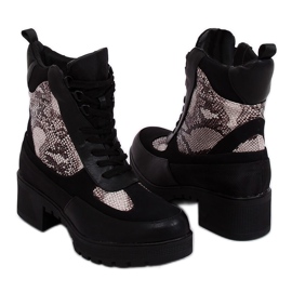 Schwarze Damenstiefel 99-58 Snake Skin