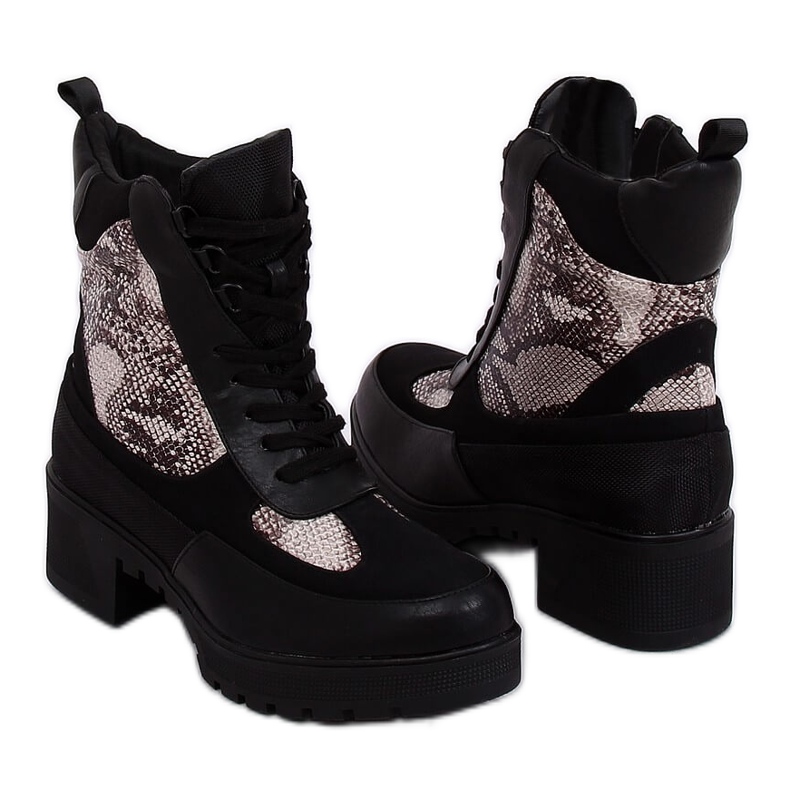 Schwarze Damenstiefel 99-58 Snake Skin
