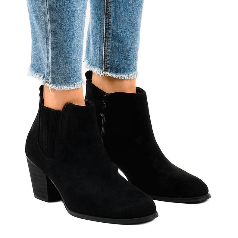 Schwarze Wildleder Stiefeletten am SA-3338 Post