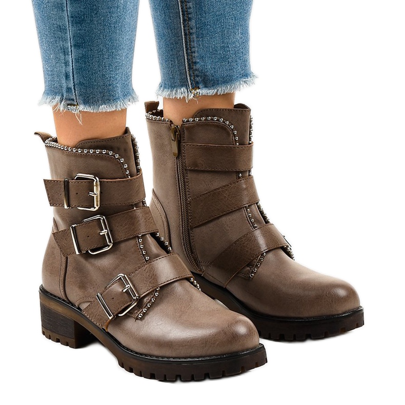 Grüne Damenstiefel auf massiver C569-Sohle