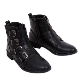 Schwarze Stiefel mit Schnallen, schwarz 688-57 Schwarz