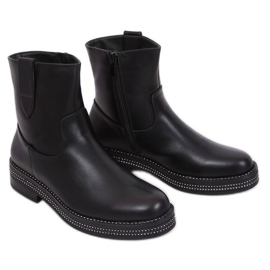 Schwarze flache schwarze Damenstiefel CH1812-1 Schwarz