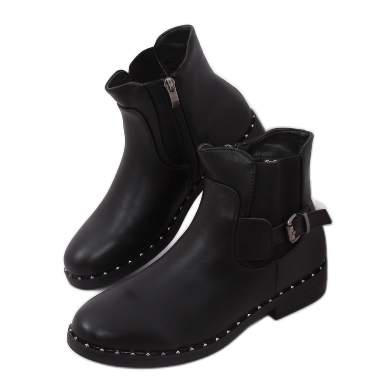 Schwarze Chelsea-Boots für Damen HFN-2279 Schwarz