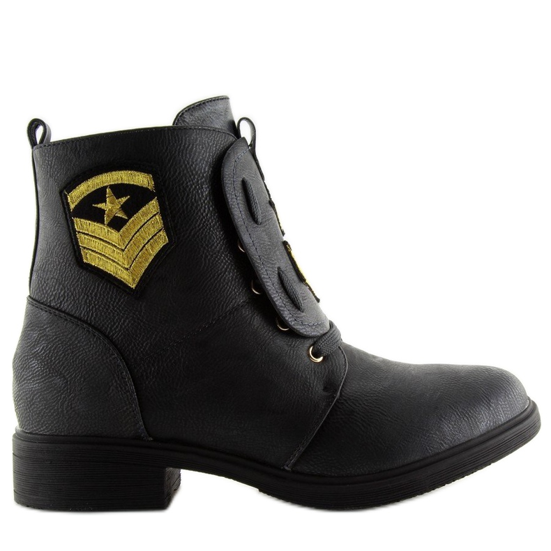 Schwarz H-4 Schwarze Arbeitsstiefel mit Patches