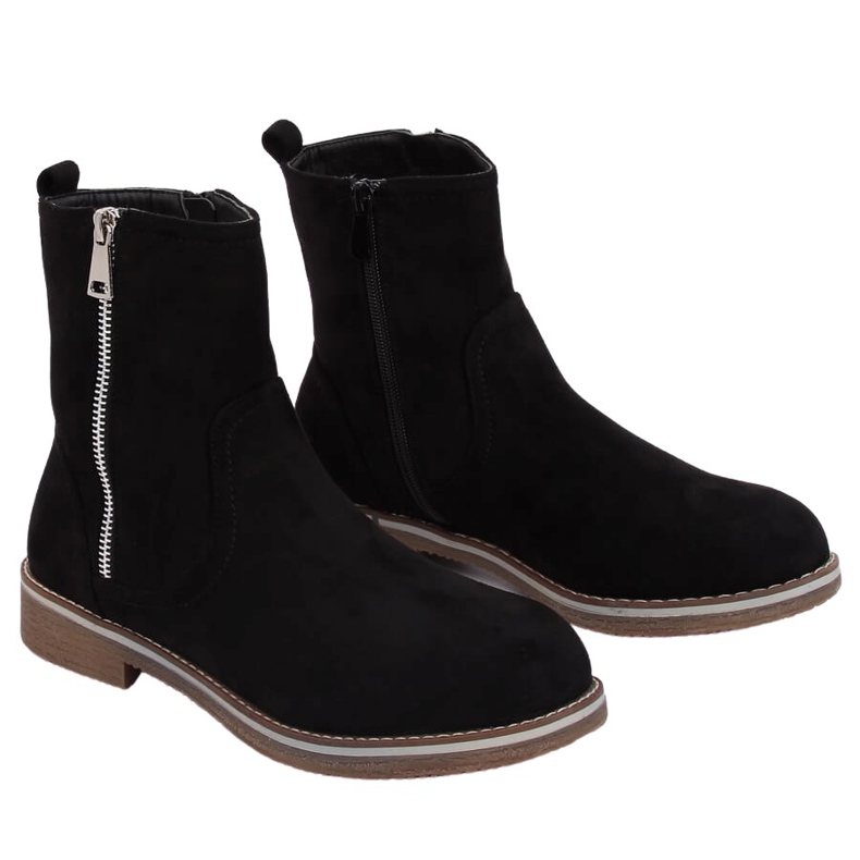 Schwarze flache Stiefel für Damen 0-255 Schwarz