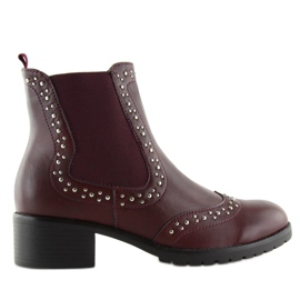 Jodhpurstiefel mit kastanienbraunen Nieten FC-H63 Wine rot