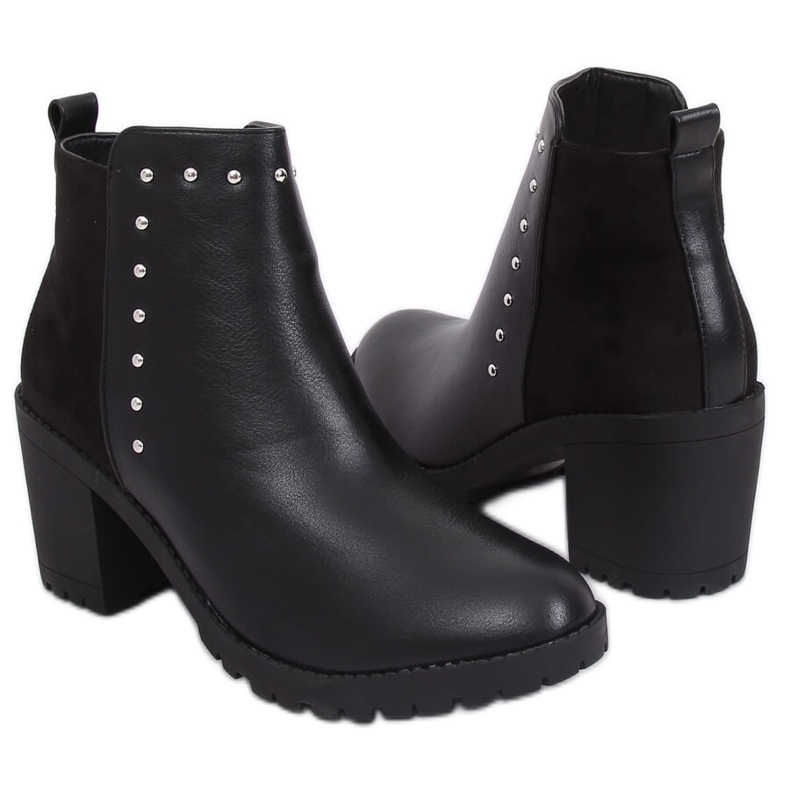 Stiefel mit stabilem Absatz schwarz Y8163 Black