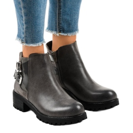 Graue Damenstiefel auf massiver M181 Sohle