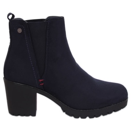 Marine Stiefel mit breiten Absätzen W373 Blau navy blau