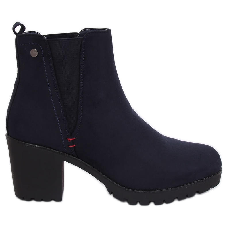 Marine Stiefel mit breiten Absätzen W373 Blau navy blau