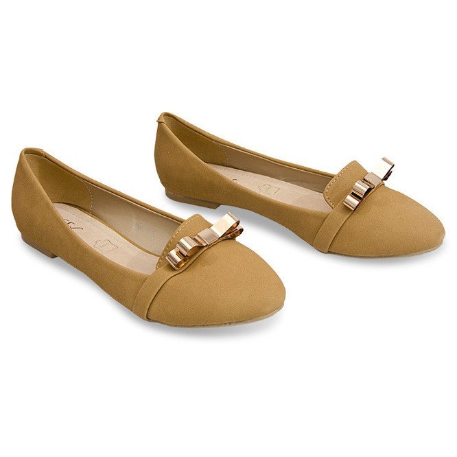 Schöne Ballerinas mit Metallschleife 356 Beige