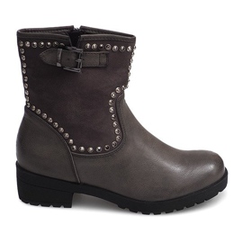 Graue motorisierte Stiefel mit Nieten 1640