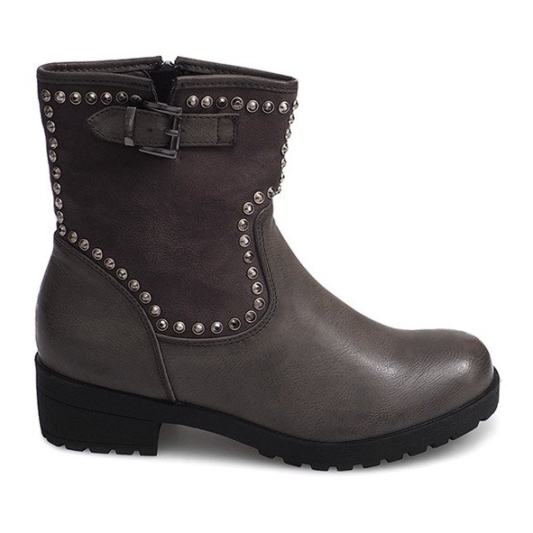 Graue motorisierte Stiefel mit Nieten 1640