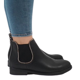 Schwarze isolierte Stiefel mit Gummiband 1003-PA