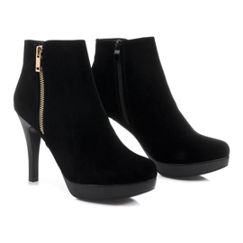 Stiefel mit hohem Absatz J0081-1 Schwarzer Reißverschluss