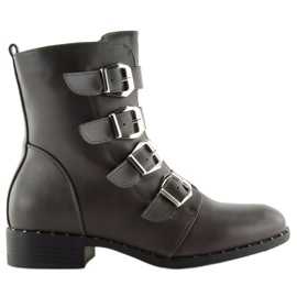 Grau Stiefel mit Schnallen 6312 Grau