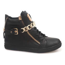 High-Top-Sneaker mit Reißverschluss 3346 Schwarz gelb