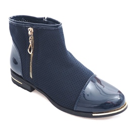 Durchbrochene Elegante Stiefel B8107 Marineblau