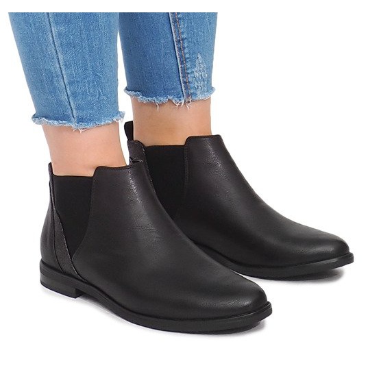 Schwarze Stiefeletten mit Radiergummi 951-PA