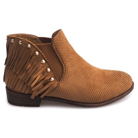 Durchbrochene Boho-Stiefel Fringe 3576 Camel braun