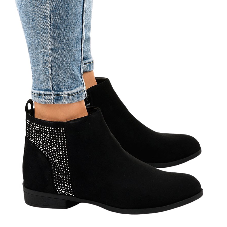 Schwarze Wildlederstiefel L1211