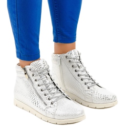 Silberne Schnürstiefel mit Reißverschluss 1557-38A grau